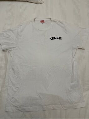 Kenzo White Short Sleeve Tee with Black Logo